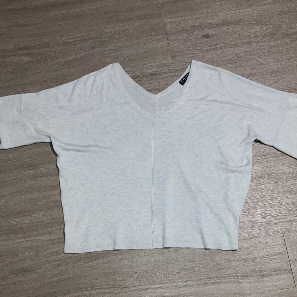 Poof! Light Gray V-Neck Boxy Sweatshirt